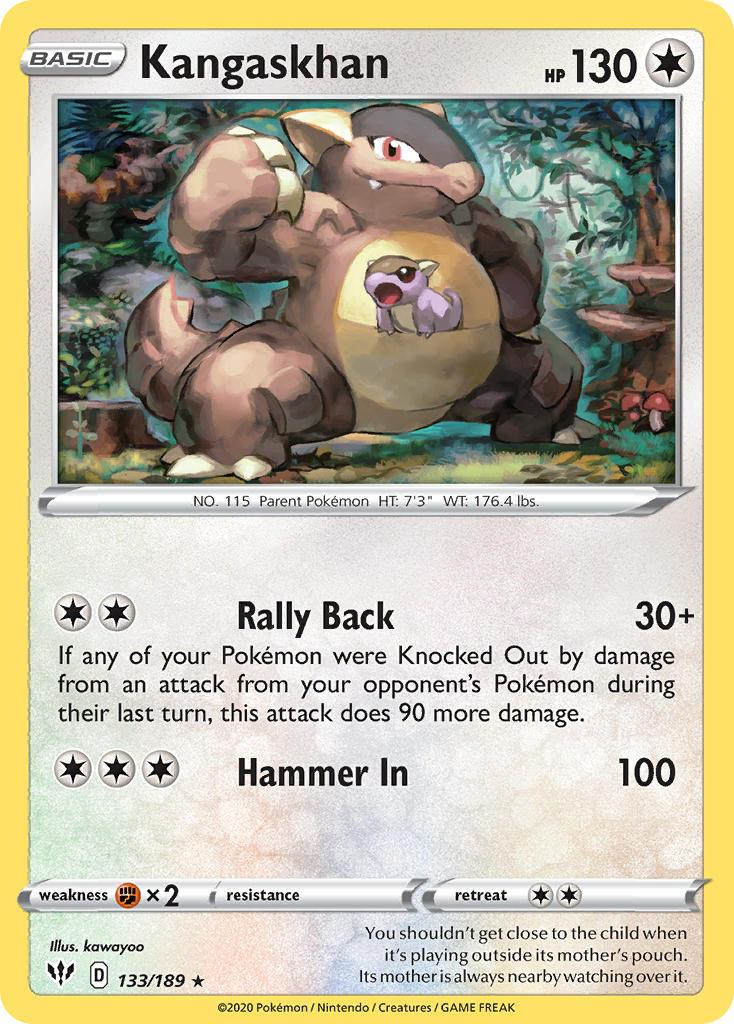 133, Colorless, Fighting[×2], Normal, Rare, Sword & Shield: Darkness Ablaze Kangaskhan (133/189) (Theme Deck Exclusive) [Sword & Shield: Darkness Ablaze] - Trading Card World
