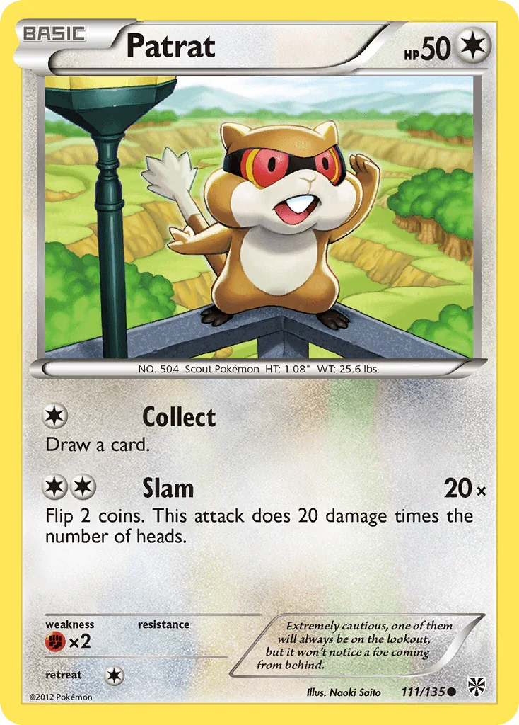 111, Black & White: Plasma Storm, Colorless, Common, Fighting[×2], Normal, Reverse Holofoil Patrat (111/135) [Black & White: Plasma Storm] - Trading Card World