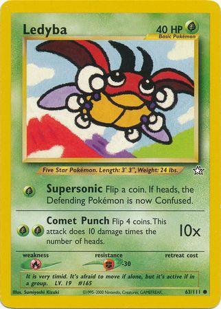 63, Common, Fighting[-30], Fire[×2], Grass, Neo Genesis Unlimited, Normal Ledyba (63/111) [Neo Genesis Unlimited] - Trading Card World