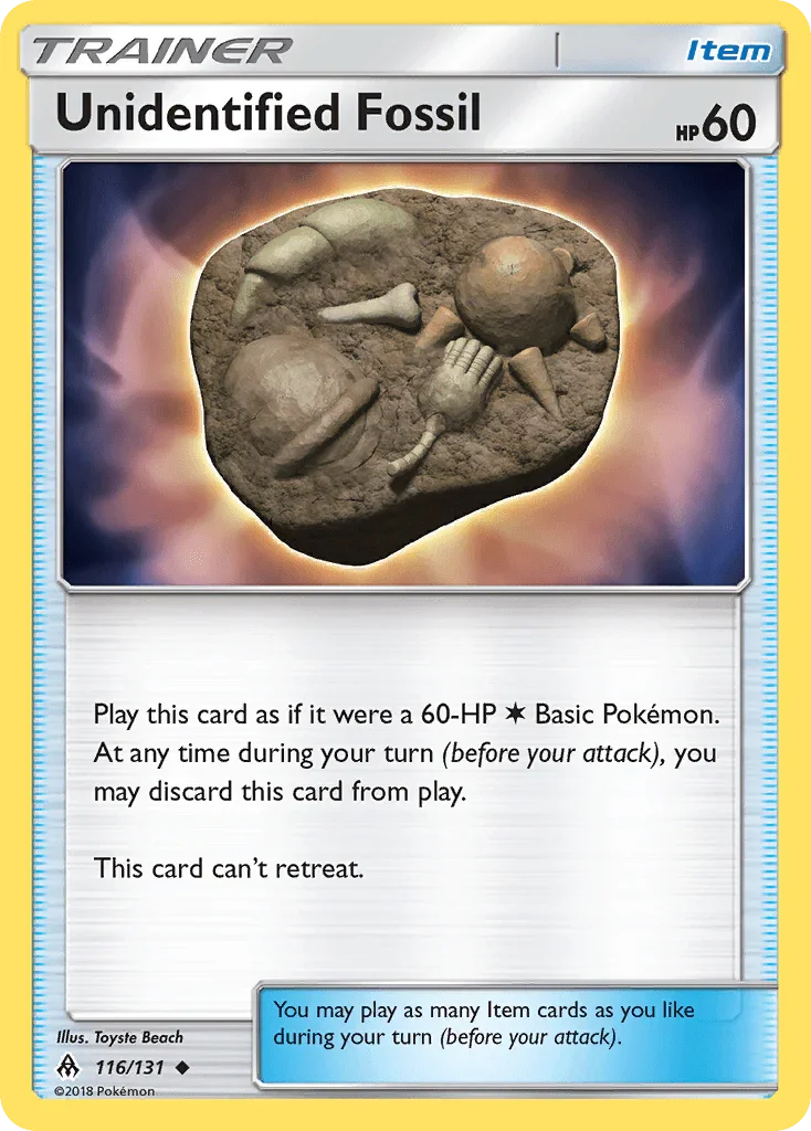 116, Item, Normal, Reverse Holofoil, Sun & Moon: Forbidden Light, Uncommon Unidentified Fossil (116/131) [Sun & Moon: Forbidden Light] - Trading Card World