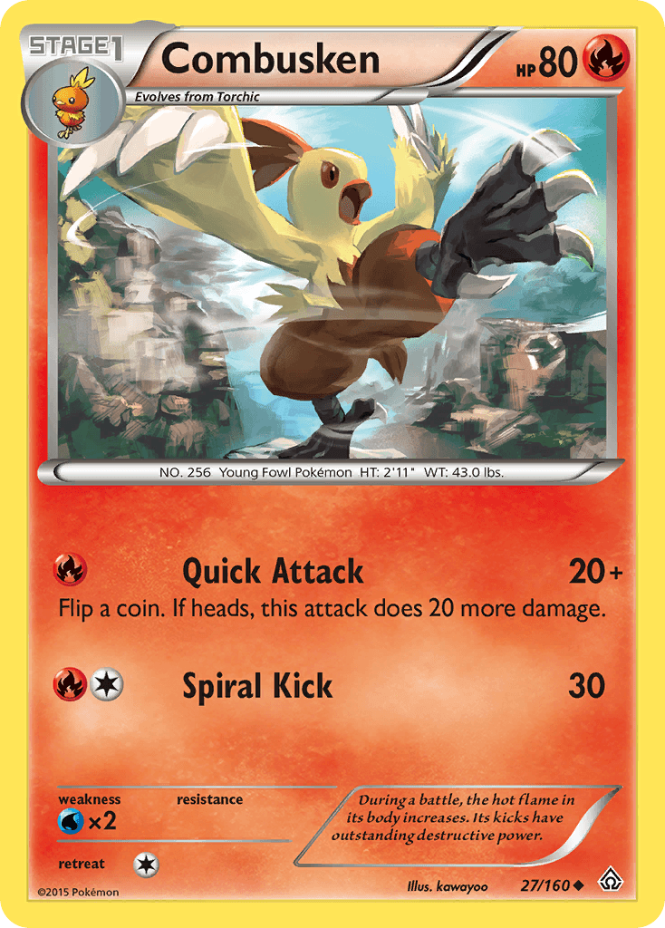 27, Fire, Normal, Reverse Holofoil, Uncommon, Water[×2], XY: Primal Clash Combusken (27/160) [XY: Primal Clash] - Trading Card World
