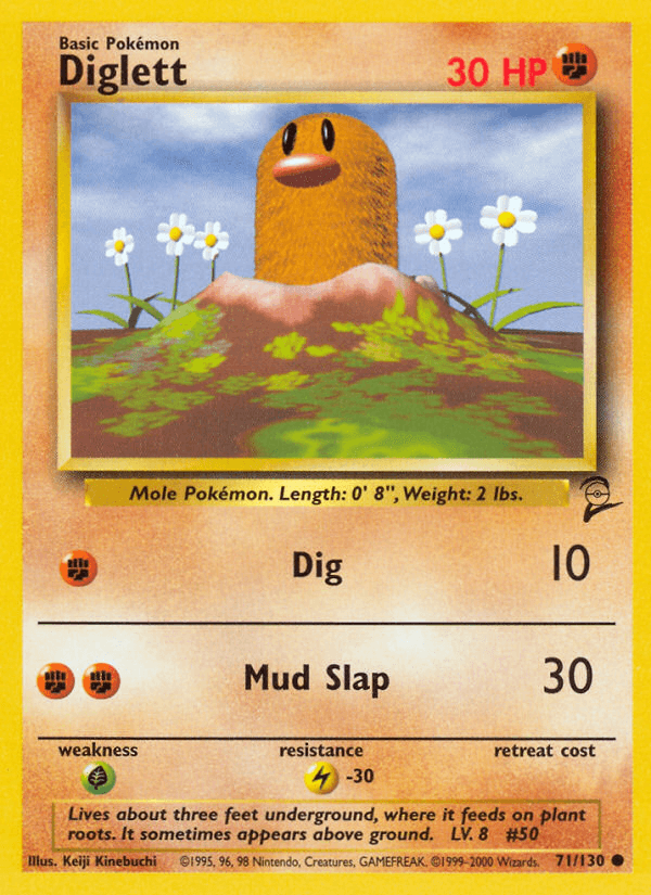 71, Base Set 2, Common, Fighting, Grass[×2], Lightning[-30], Normal Diglett (71/130) [Base Set 2] - Trading Card World