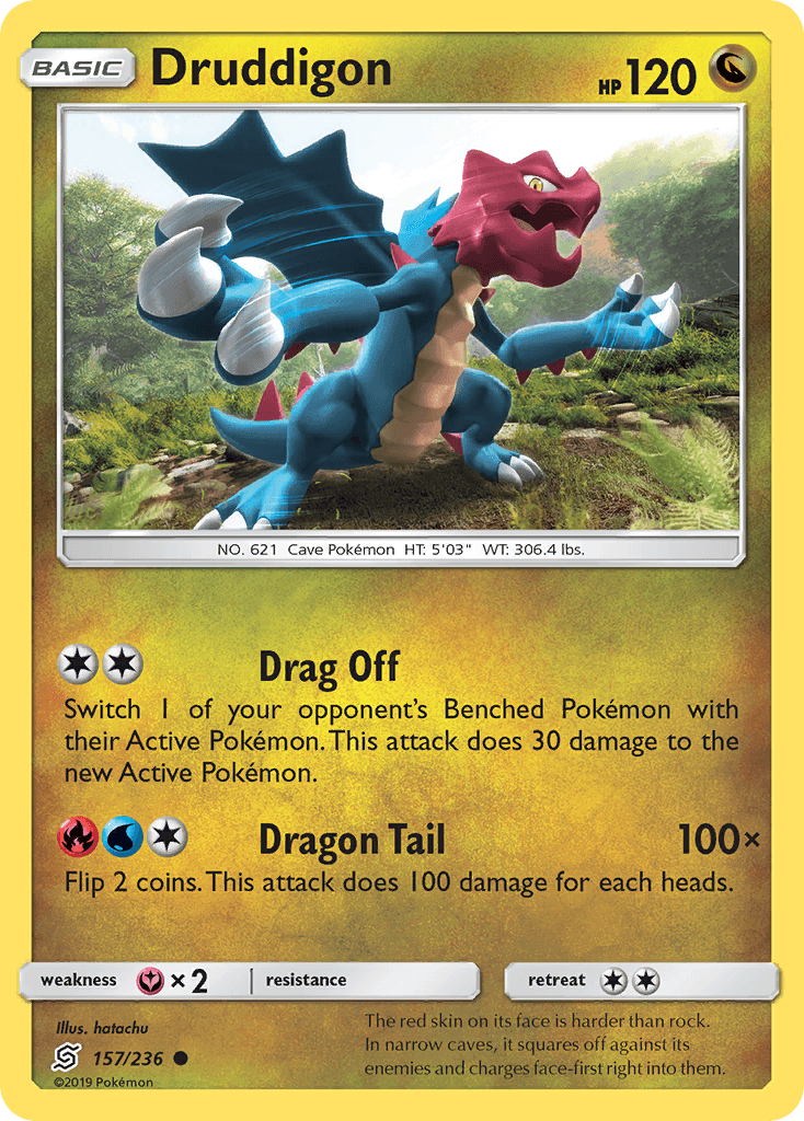 157, Common, Dragon, Fairy[×2], Normal, Reverse Holofoil, Sun & Moon: Unified Minds Druddigon (157/236) [Sun & Moon: Unified Minds] - Trading Card World