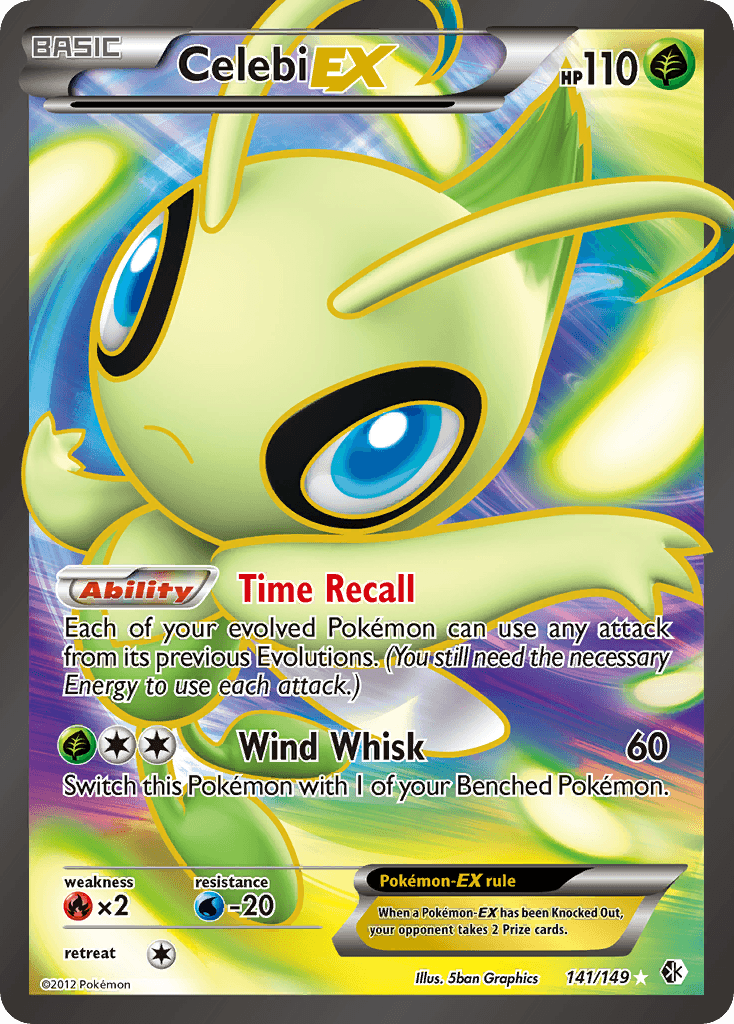 141, Black & White: Boundaries Crossed, Fire[×2], Grass, Holofoil, Ultra Rare, Water[-20] Celebi EX (141/149) [Black & White: Boundaries Crossed] - Trading Card World