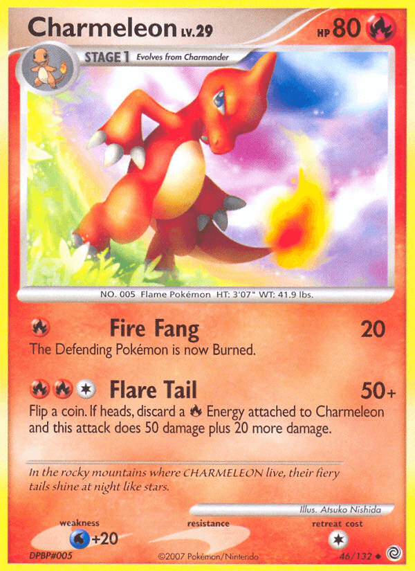 46, Diamond & Pearl: Secret Wonders, Fire, Normal, Reverse Holofoil, Uncommon, Water[+20] Charmeleon (46/132) [Diamond & Pearl: Secret Wonders] - Trading Card World