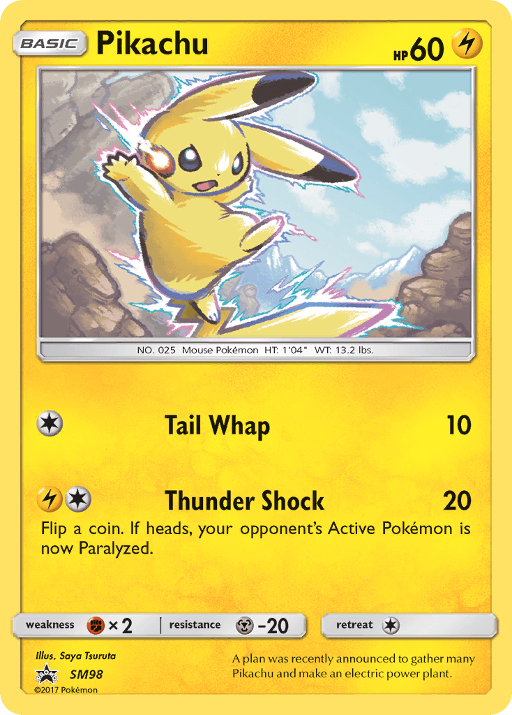 Fighting [x2], Holofoil, Lightning, Metal [-20], Promo, SM98, Sun & Moon: Black Star Promos Pikachu (SM98) [Sun & Moon: Black Star Promos] - Trading Card World