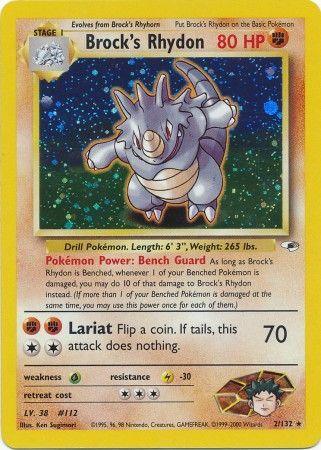 Fighting, Grass[×2], Gym Heroes Unlimited, Holo Rare, Holofoil, Lightning[-30] Brock's Rhydon (2/132) [Gym Heroes Unlimited] - Trading Card World