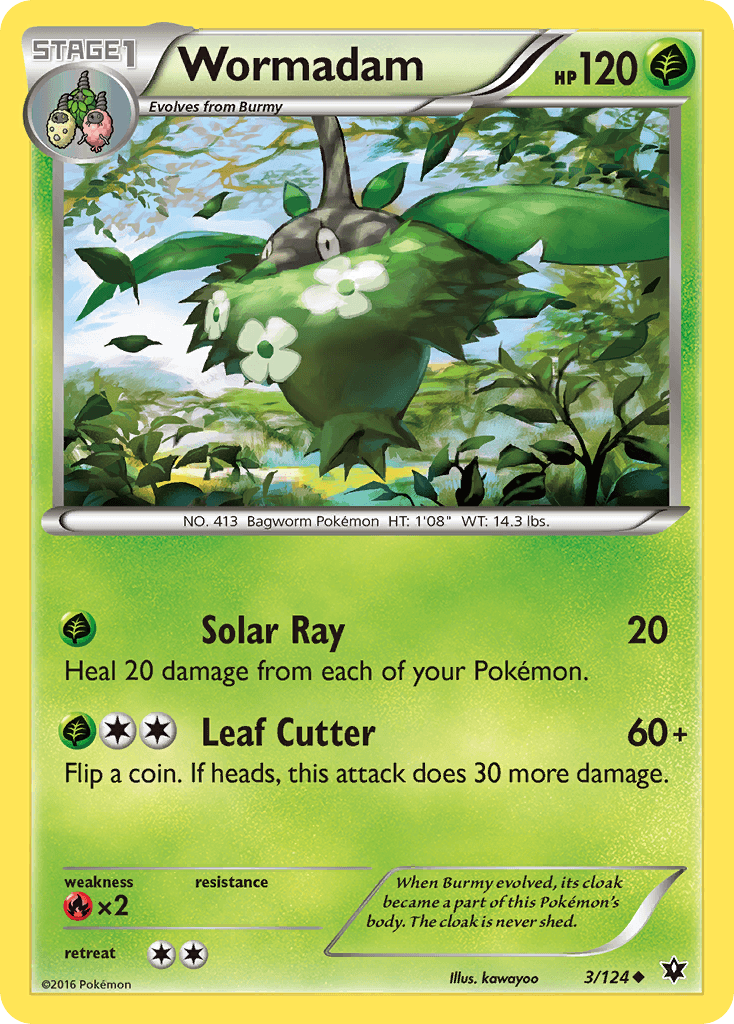 Fire[×2], Grass, Normal, Reverse Holofoil, Uncommon, XY: Fates Collide Wormadam (3/124) [XY: Fates Collide] - Trading Card World
