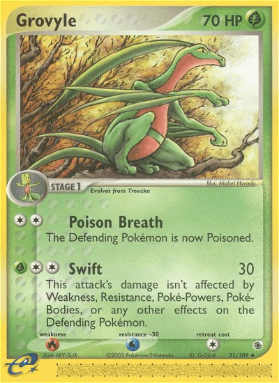 31, EX: Ruby & Sapphire, Fire[×2], Grass, Normal, Reverse Holofoil, Uncommon, Water[-30] Grovyle (31/109) [EX: Ruby & Sapphire] - Trading Card World