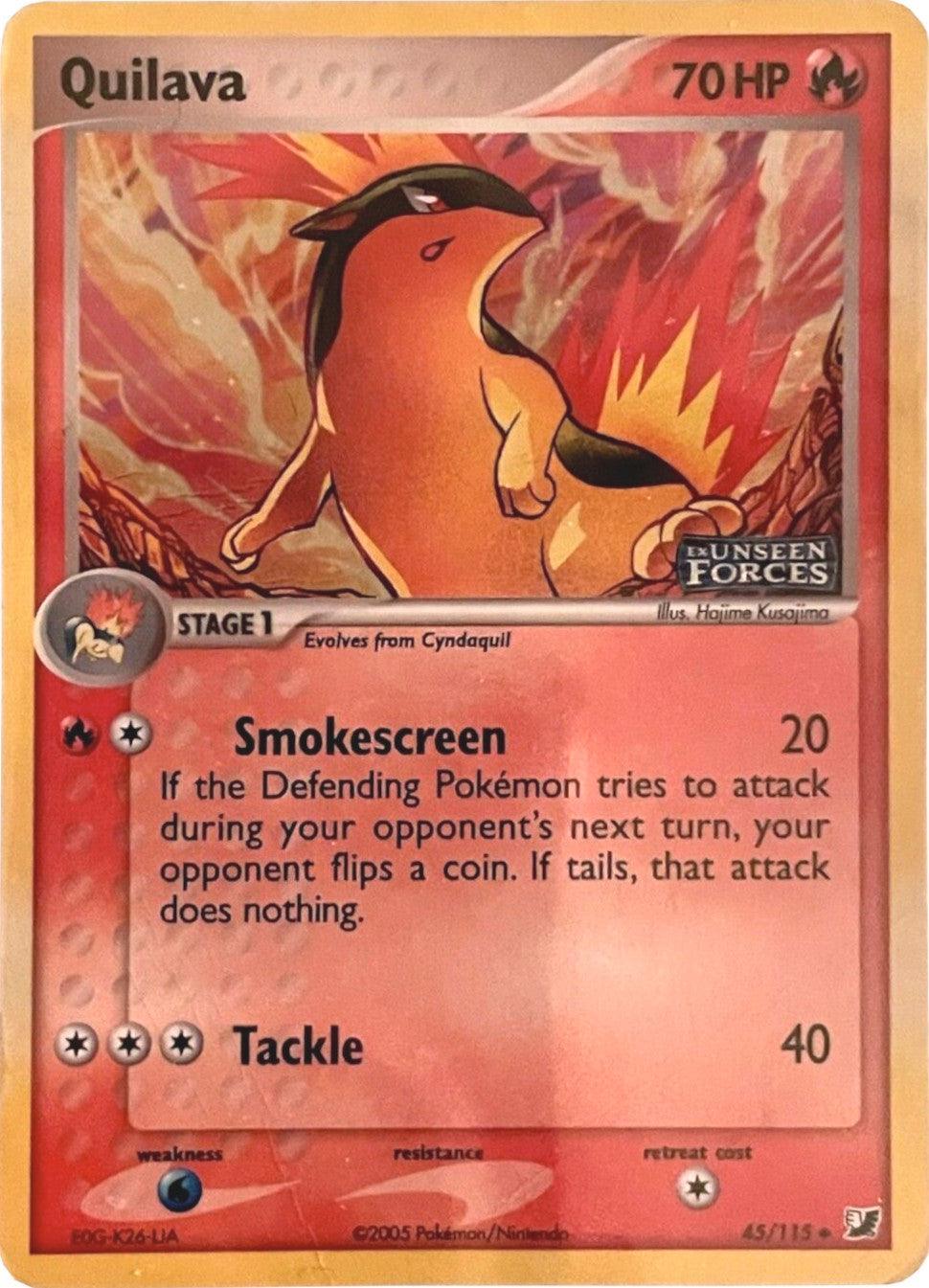 45, EX: Unseen Forces, Fire, Reverse Holofoil, Uncommon, Water[×2] Quilava (45/115) (Stamped) [EX: Unseen Forces] - Trading Card World