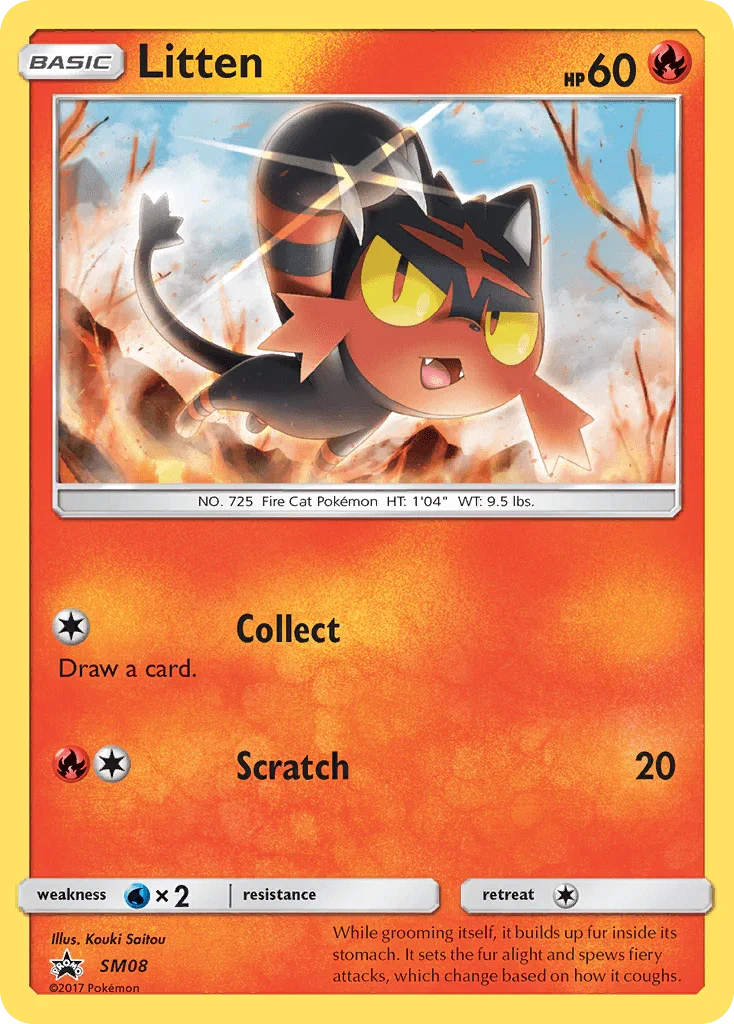 Fire, Holofoil, Promo, SM08, Sun & Moon: Black Star Promos, Water [x2] Litten (SM08) [Sun & Moon: Black Star Promos] - Trading Card World