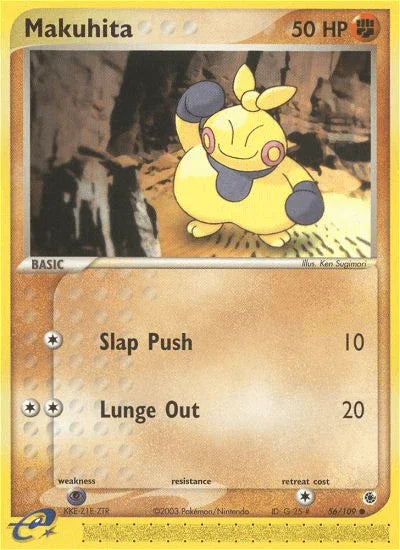 56, Common, EX: Ruby & Sapphire, Fighting, Normal, Psychic[×2], Reverse Holofoil Makuhita (56/109) [EX: Ruby & Sapphire] - Trading Card World