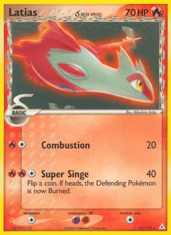 21, Colorless[×2], EX: Holon Phantoms, Fighting[-30], Fire, Normal, Psychic[-30], Rare Latias (21/110) (Delta Species) [EX: Holon Phantoms] - Trading Card World
