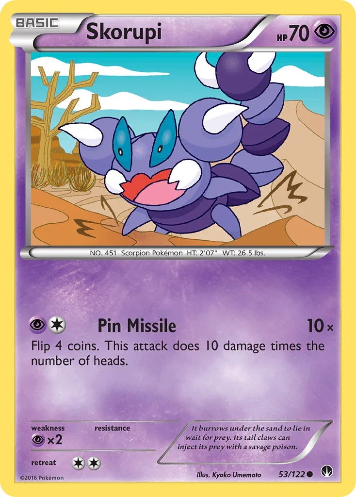 53, Common, Normal, Psychic, Psychic[×2], Reverse Holofoil, XY: BREAKpoint Skorupi (53/122) [XY: BREAKpoint] - Trading Card World