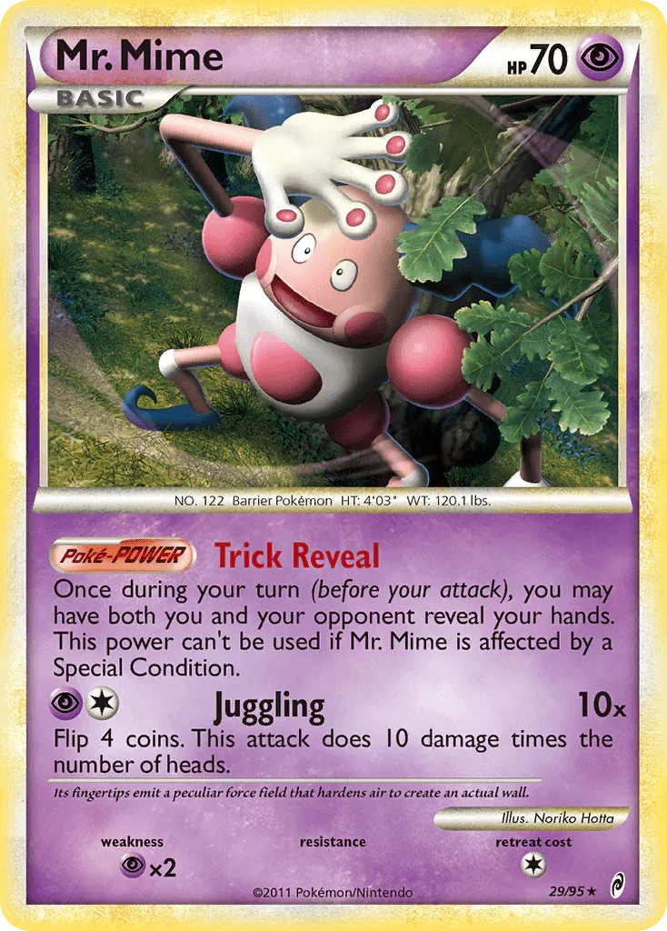 29, HeartGold & SoulSilver: Call of Legends, Normal, Psychic, Psychic[×2], Rare, Reverse Holofoil Mr. Mime (29/95) [HeartGold & SoulSilver: Call of Legends] - Trading Card World