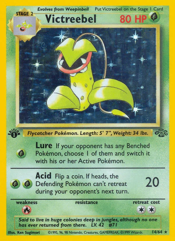 14, 1st Edition Holofoil, Fire[×2], Grass, Holo Rare, Jungle 1st Edition Victreebel (14/64) [Jungle 1st Edition] - Trading Card World