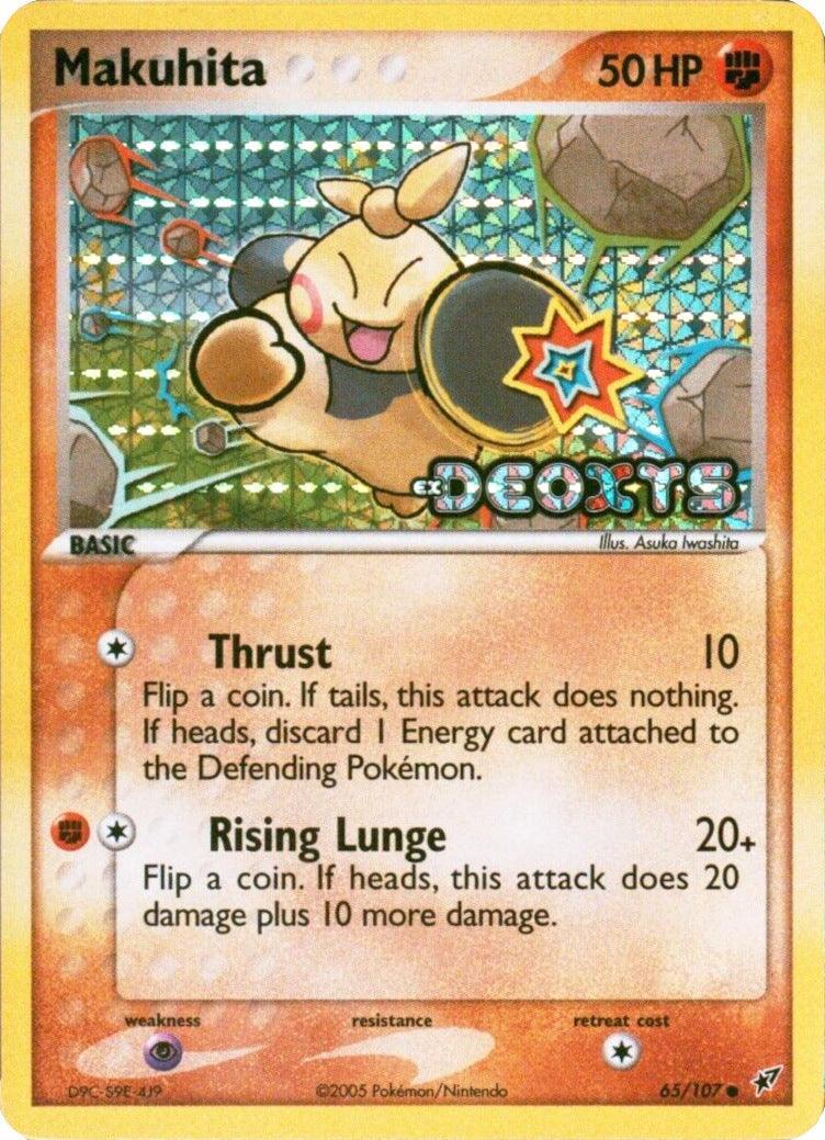65, Common, EX: Deoxys, Fighting, Psychic[×2], Reverse Holofoil Makuhita (65/107) (Stamped) [EX: Deoxys] - Trading Card World