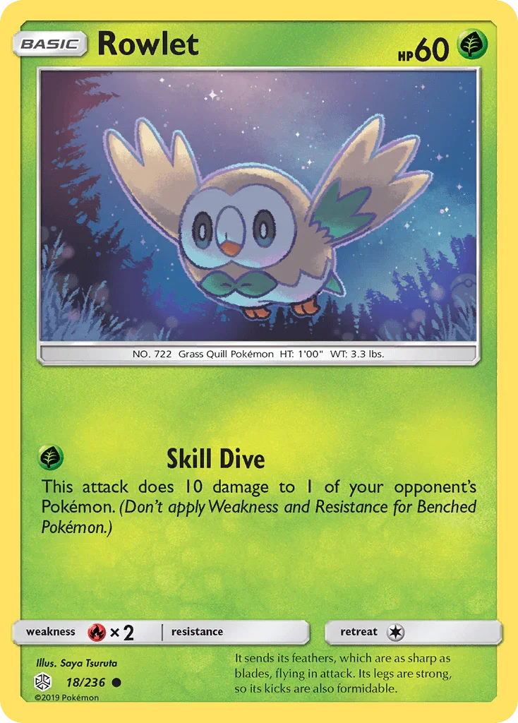 18, Common, Fire[×2], Grass, Normal, Reverse Holofoil, Sun & Moon: Cosmic Eclipse Rowlet (18/236) [Sun & Moon: Cosmic Eclipse] - Trading Card World