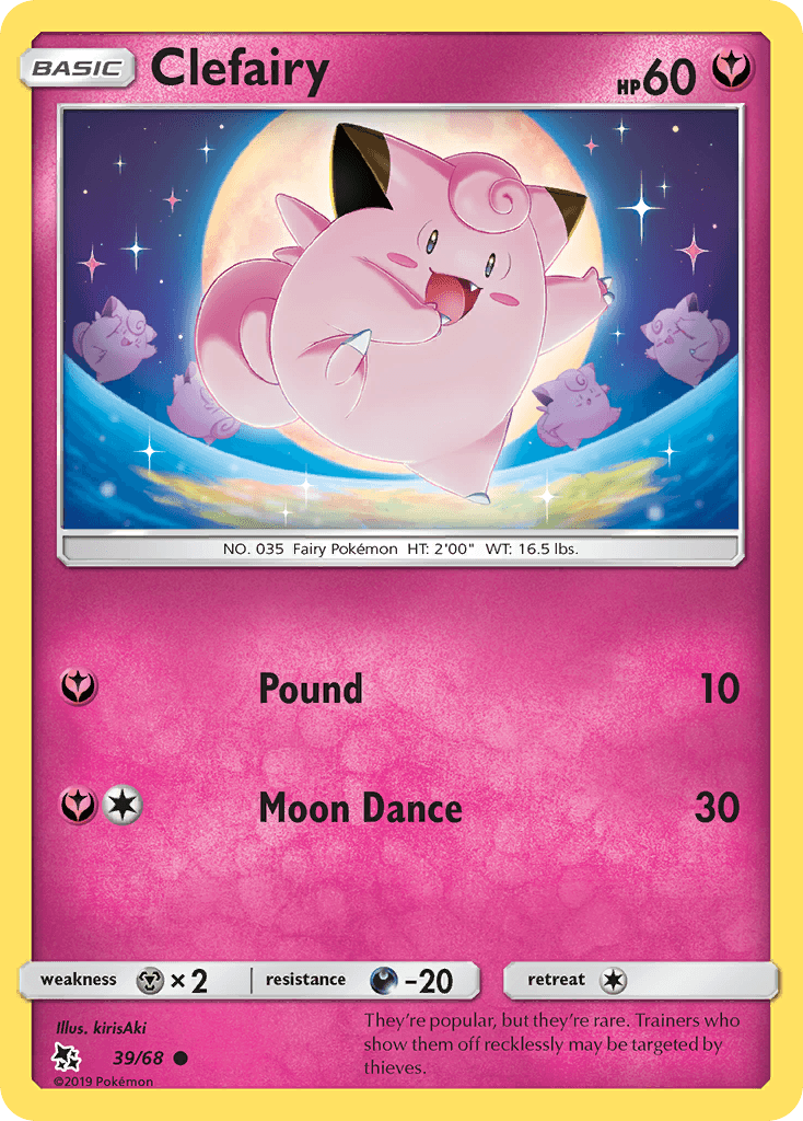 39, Common, Darkness[-20], Fairy, Metal[×2], Normal, Reverse Holofoil, Sun & Moon: Hidden Fates Clefairy (39/68) [Sun & Moon: Hidden Fates] - Trading Card World
