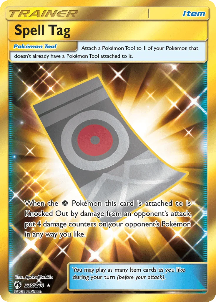 235, Holofoil, Item, Secret Rare, Sun & Moon: Lost Thunder Spell Tag (235/214) [Sun & Moon: Lost Thunder] - Trading Card World