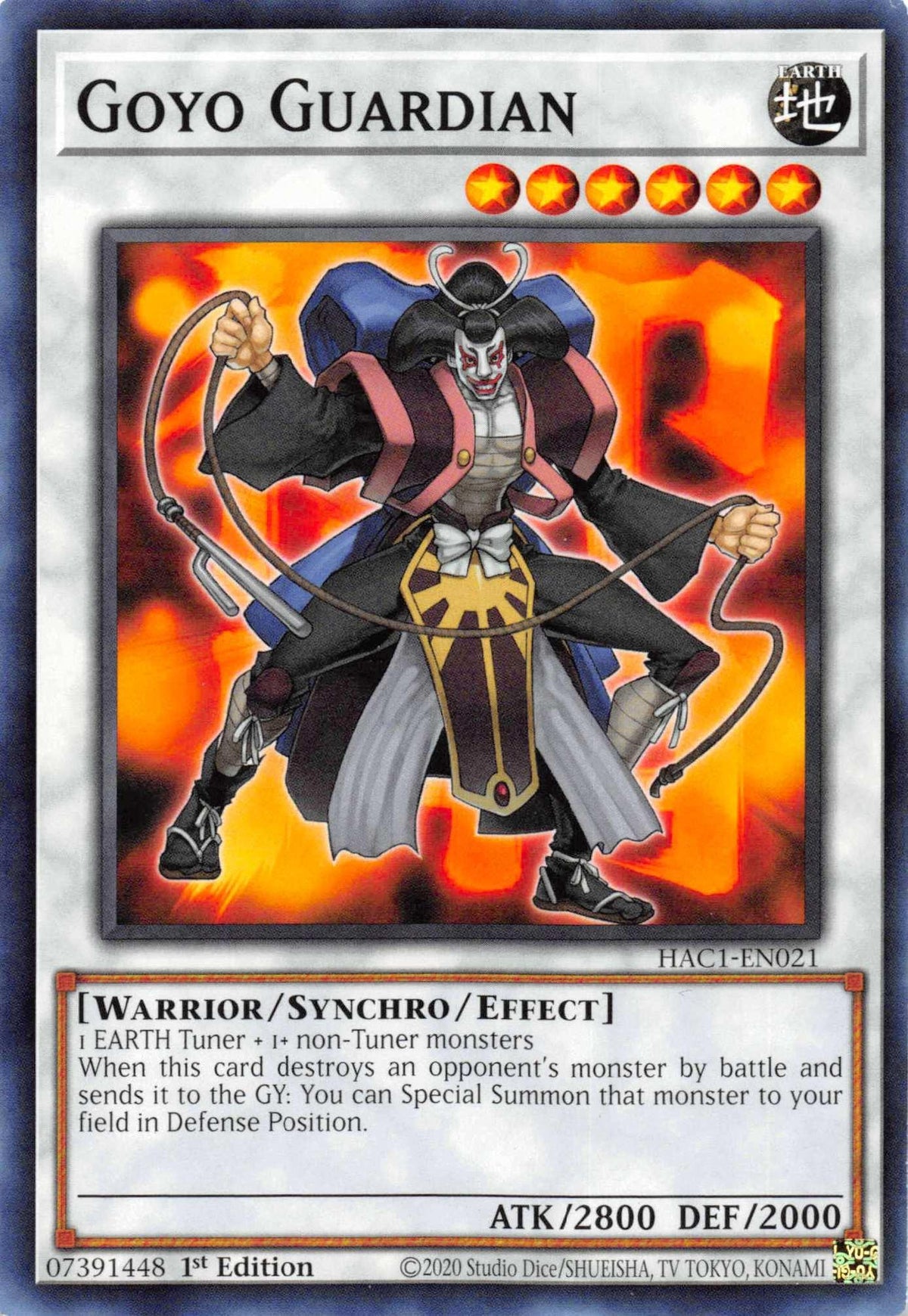 1st Edition, Earth, Hidden Arsenal: Chapter 1, Parallel Rare, Synchro/Effect Monster, Warrior Goyo Guardian (Duel Terminal) [HAC1-EN021] Parallel Rare - Trading Card World