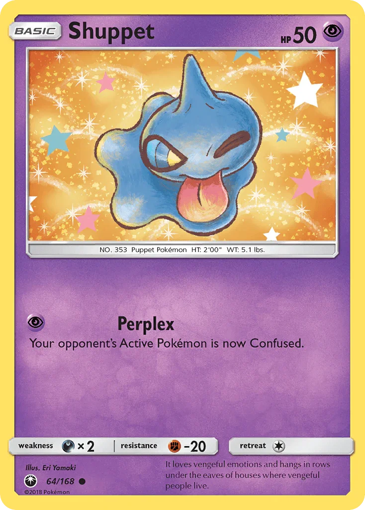 64, Common, Darkness[×2], Fighting[-20], Normal, Psychic, Reverse Holofoil, Sun & Moon: Celestial Storm Shuppet (64/168) [Sun & Moon: Celestial Storm] - Trading Card World