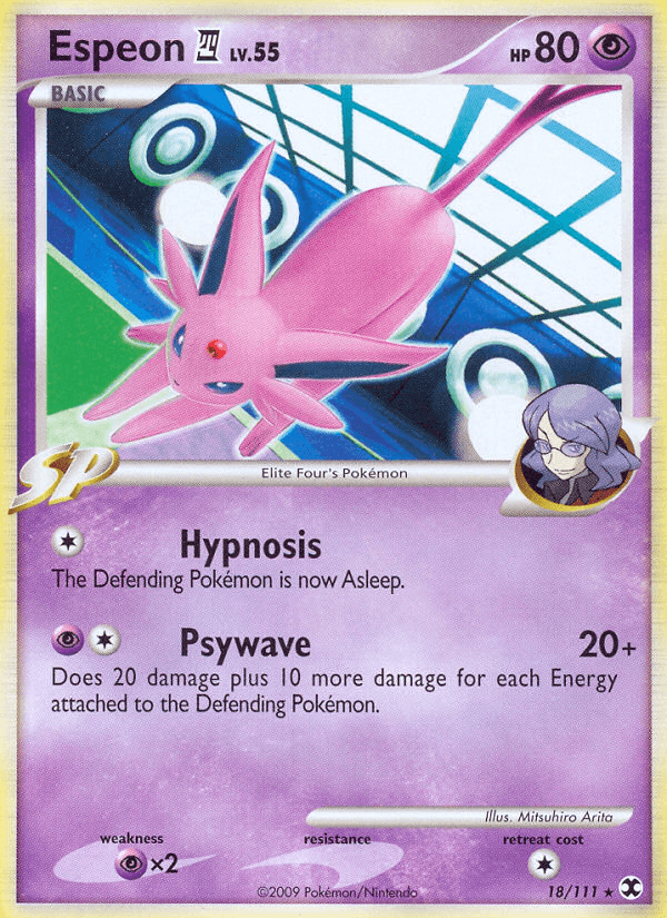 18, Normal, Platinum: Rising Rivals, Psychic, Psychic[×2], Rare, Reverse Holofoil Espeon (18/111) [Platinum: Rising Rivals] - Trading Card World