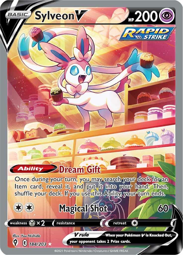 184, Holofoil, Metal [x2], Psychic, Sword & Shield: Evolving Skies, Ultra Rare Sylveon V (184/203) [Sword & Shield: Evolving Skies] - Trading Card World