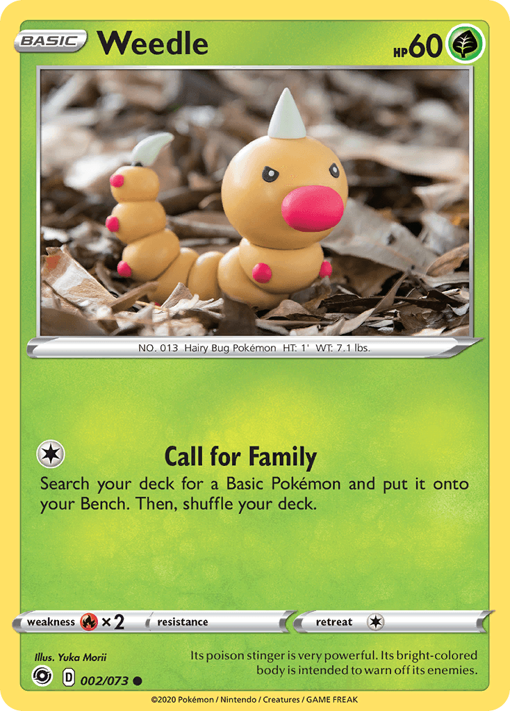 002, Common, Fire[×2], Grass, Normal, Reverse Holofoil, Sword & Shield: Champion's Path Weedle (002/073) [Sword & Shield: Champion's Path] - Trading Card World