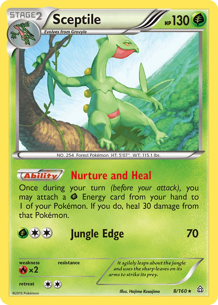 Fire[×2], Grass, Normal, Rare, Reverse Holofoil, XY: Primal Clash Sceptile (8/160) [XY: Primal Clash] - Trading Card World