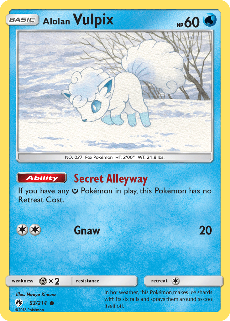 53, Common, Metal[×2], Normal, Reverse Holofoil, Sun & Moon: Lost Thunder, Water Alolan Vulpix (53/214) [Sun & Moon: Lost Thunder] - Trading Card World