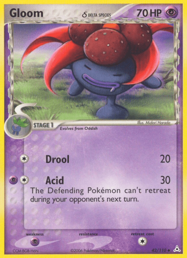42, EX: Holon Phantoms, Normal, Psychic, Psychic[×2], Uncommon Gloom (42/110) (Delta Species) [EX: Holon Phantoms] - Trading Card World