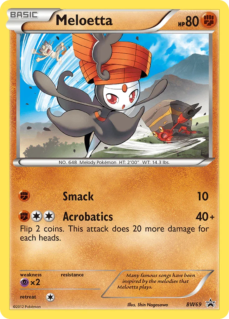 Black & White: Black Star Promos, BW69, Fighting, Normal, Promo, Px2 Meloetta (BW69) [Black & White: Black Star Promos] - Trading Card World