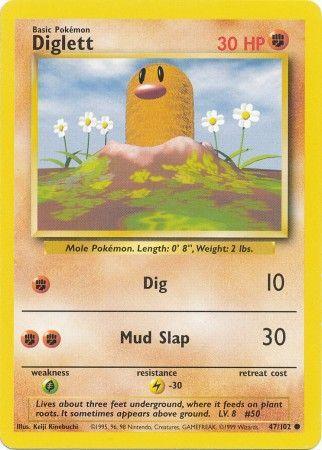 47, Base Set Unlimited, Common, Fighting, Grass[×2], Lightning[-30], Normal Diglett (47/102) [Base Set Unlimited] - Trading Card World