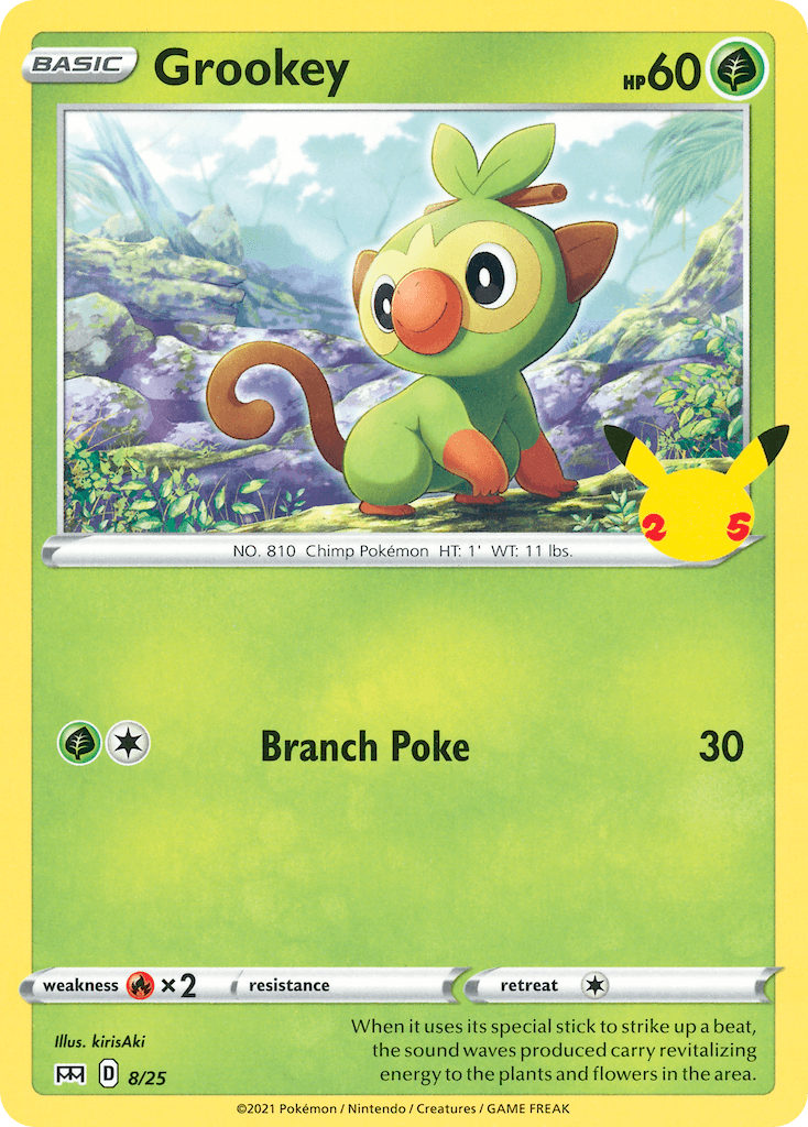 Fire[×2], Grass, Holofoil, McDonald's 25th Anniversary, Normal, Promo Grookey (8/25) [McDonald's 25th Anniversary] - Trading Card World