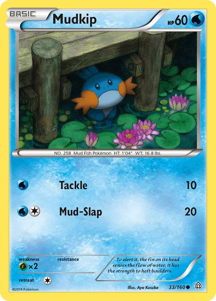 33, Common, Grass[×2], Normal, Reverse Holofoil, Water, XY: Primal Clash Mudkip (33/160) [XY: Primal Clash] - Trading Card World