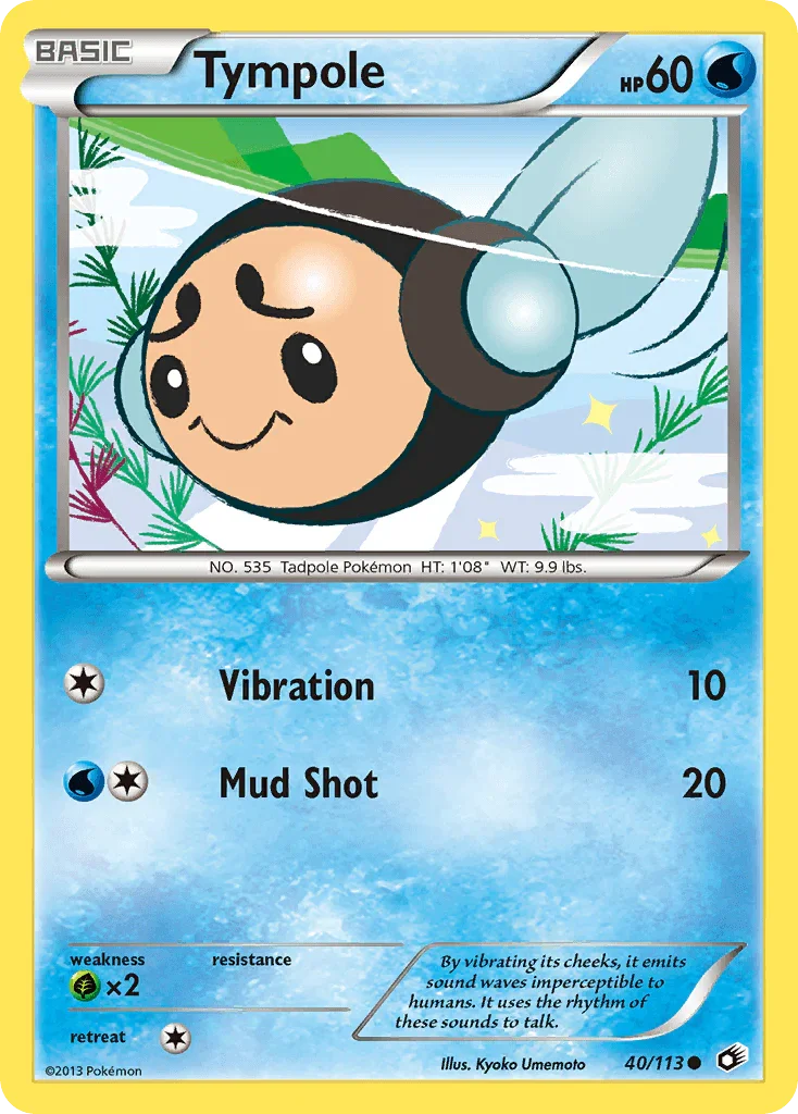 40, Black & White: Legendary Treasures, Common, Grass[×2], Normal, Reverse Holofoil, Water Tympole (40/113) [Black & White: Legendary Treasures] - Trading Card World