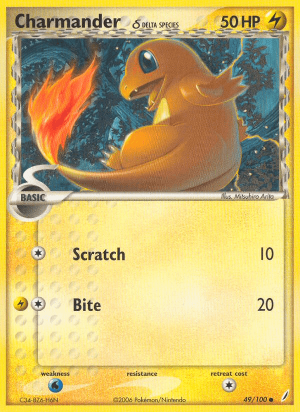 49, Common, EX: Crystal Guardians, Lightning, Normal, Water[×2] Charmander (49/100) (Delta Species) [EX: Crystal Guardians] - Trading Card World