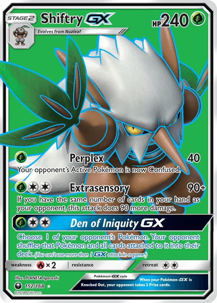 152, Fire[×2], Grass, Holofoil, Sun & Moon: Celestial Storm, Ultra Rare Shiftry GX (152/168) [Sun & Moon: Celestial Storm] - Trading Card World