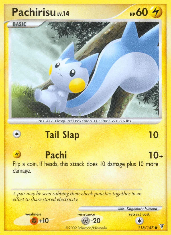 118, Common, Fighting[+10], Lightning, Metal[-20], Normal, Platinum: Supreme Victors, Reverse Holofoil Pachirisu (118/147) [Platinum: Supreme Victors] - Trading Card World