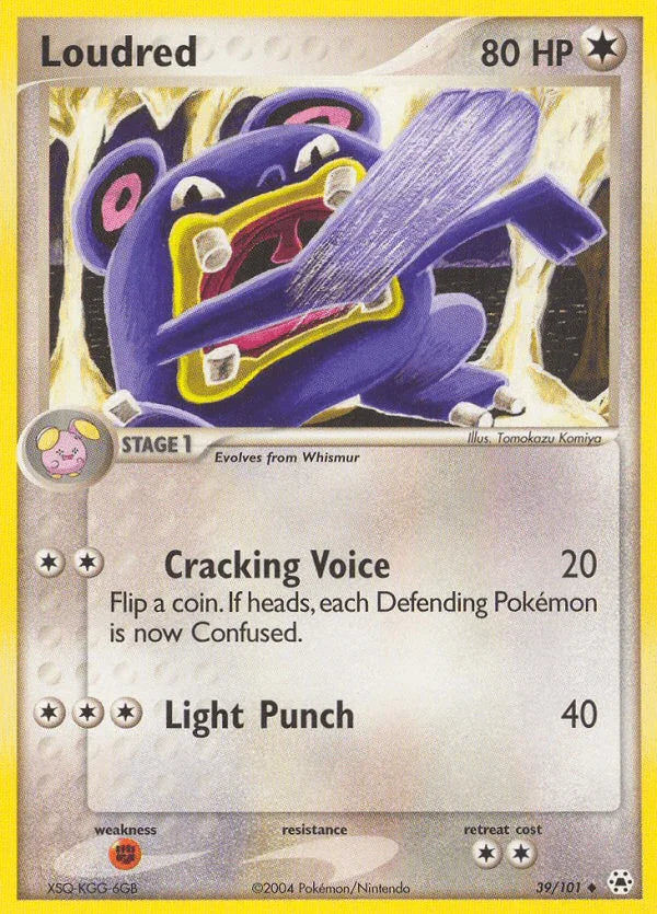 39, Colorless, EX: Hidden Legends, Fighting[×2], Normal, Reverse Holofoil, Uncommon Loudred (39/101) [EX: Hidden Legends] - Trading Card World