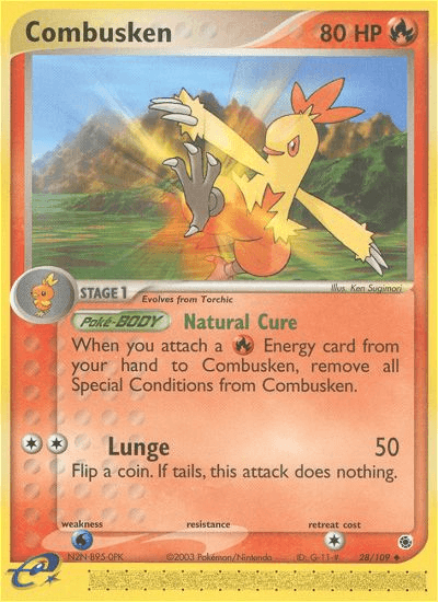 28, EX: Ruby & Sapphire, Fire, Normal, Reverse Holofoil, Uncommon, Water[×2] Combusken (28/109) [EX: Ruby & Sapphire] - Trading Card World