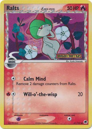 61, Common, EX: Dragon Frontiers, Fire, Psychic[×2], Reverse Holofoil Ralts (61/101) (Delta Species) (Stamped) [EX: Dragon Frontiers] - Trading Card World