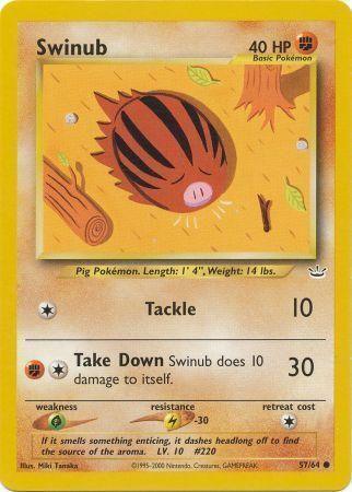 57, Common, Fighting, Grass[×2], Lightning[-30], Neo Revelation Unlimited, Normal Swinub (57/64) [Neo Revelation Unlimited] - Trading Card World