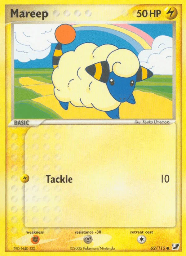62, Common, EX: Unseen Forces, Fighting[×2], Lightning, Metal[-30], Normal Mareep (62/115) [EX: Unseen Forces] - Trading Card World