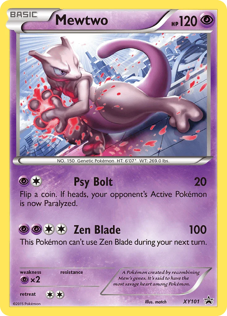 Holofoil, Promo, Psychic, Psychic[×2], XY101, XY: Black Star Promos Mewtwo (XY101) [XY: Black Star Promos] - Trading Card World