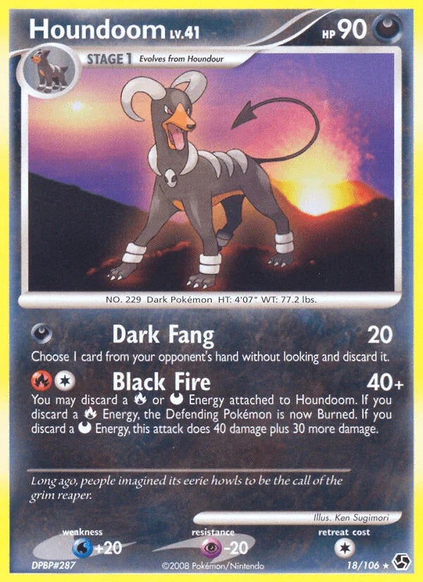 18, Darkness, Diamond & Pearl: Great Encounters, Normal, Psychic[-20], Rare, Reverse Holofoil, Water[+20] Houndoom (18/106) [Diamond & Pearl: Great Encounters] - Trading Card World