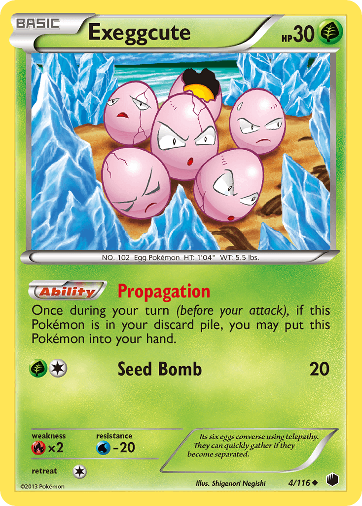Black & White: Plasma Freeze, Fire[×2], Grass, Normal, Reverse Holofoil, Uncommon, Water[-20] Exeggcute (4/116) [Black & White: Plasma Freeze] - Trading Card World