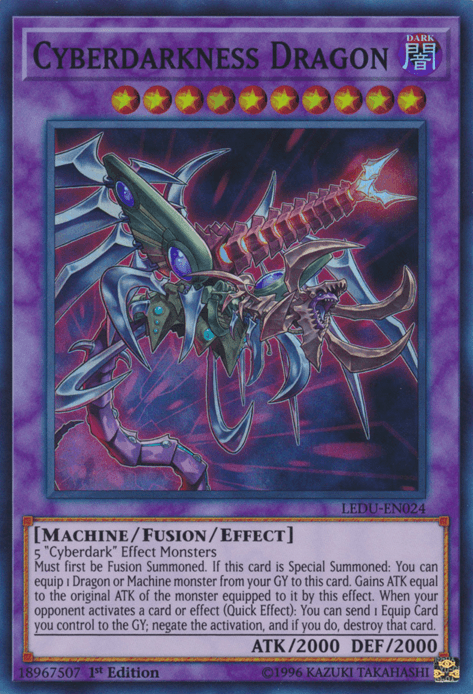 1st Edition, Dark, Fusion/Effect Monster, Legendary Duelists, Machine, Super Rare Cyberdarkness Dragon [LEDU-EN024] Super Rare - Trading Card World