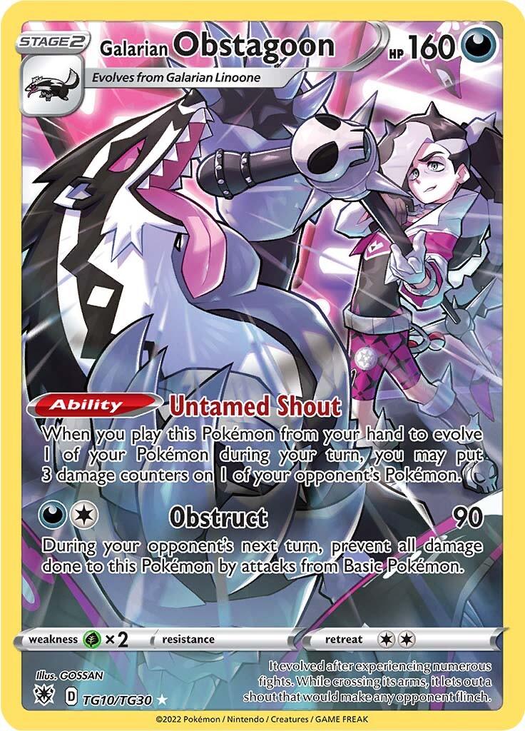 Darkness, Grass [x2], Holofoil, Secret Rare, Sword & Shield: Astral Radiance, TG10 Galarian Obstagoon (TG10/TG30) [Sword & Shield: Astral Radiance] - Trading Card World